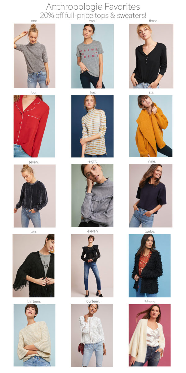 Anthropologie Sale: 20% Off Full Price Tops and Sweaters