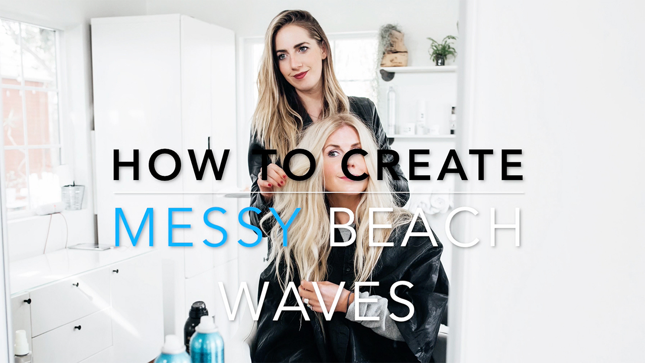 Lisa Allen of Salty Lashes and Brittany Gharring sharing how to create messy beach waves using the GHD Iron