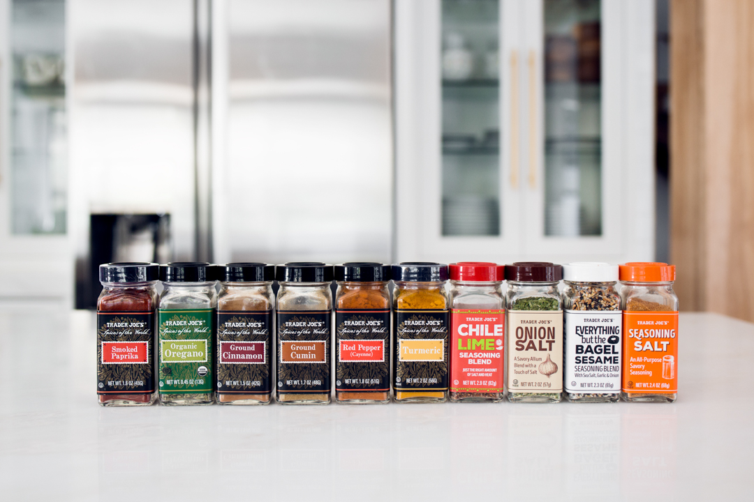 Bottles of assorted spices