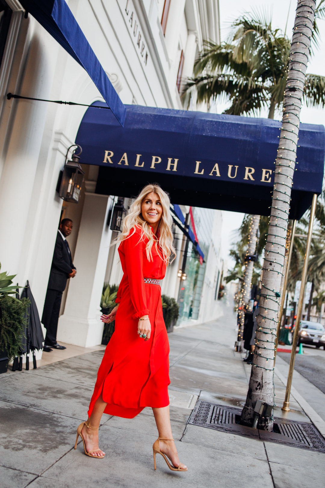 ralph lauren fit and flare dress polo jacket red