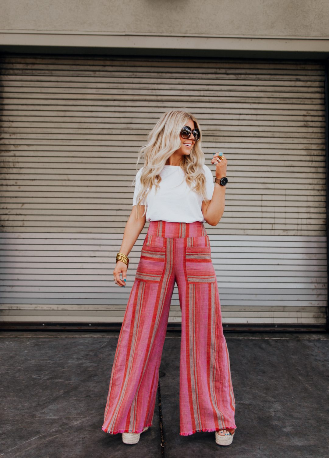 patterned linen pants