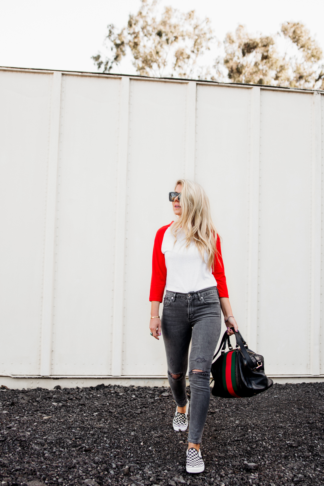 Lisa Allen of Salty Lashes wearing a baseball tee
