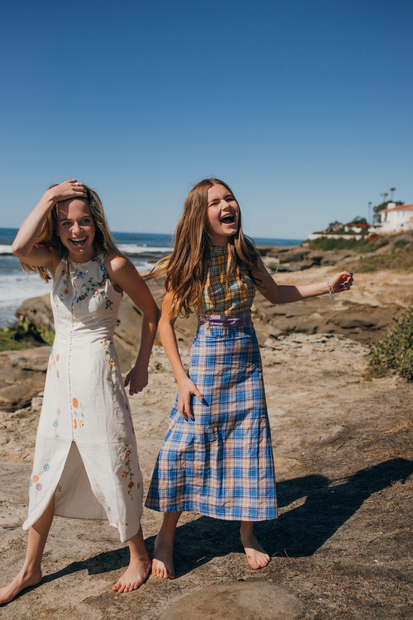 Poppy and Avery at the beach in San Diego
