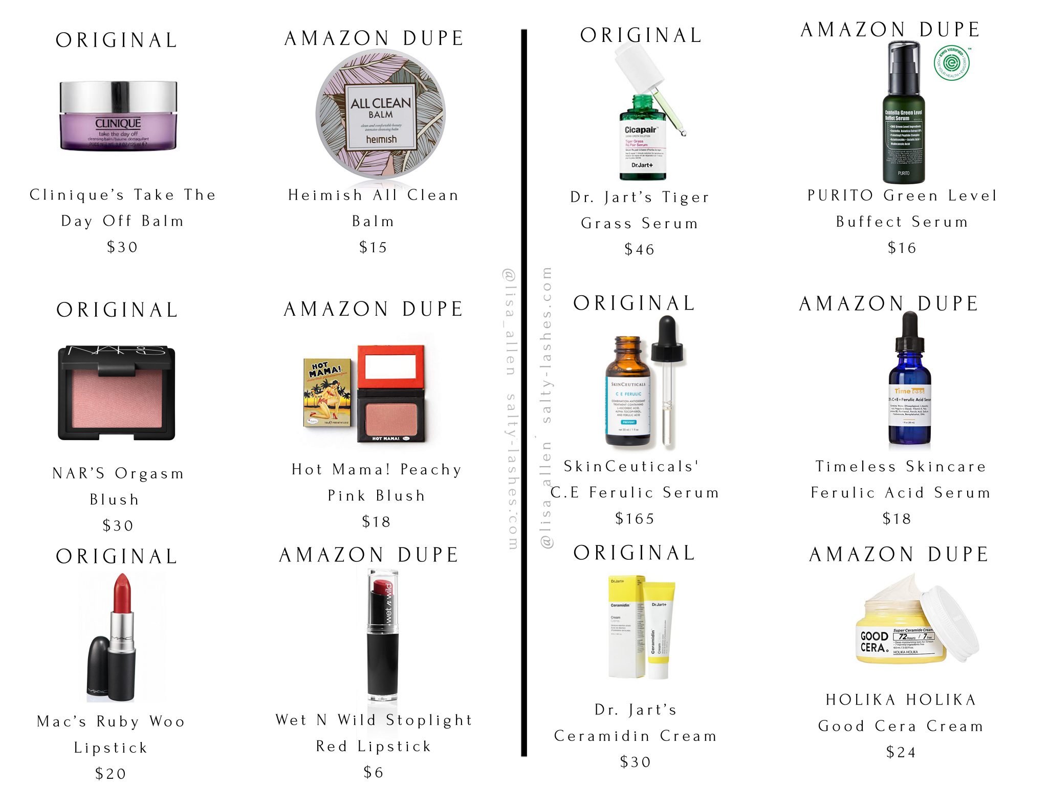 Best Beauty Product Amazon Dupes Salty Lashes