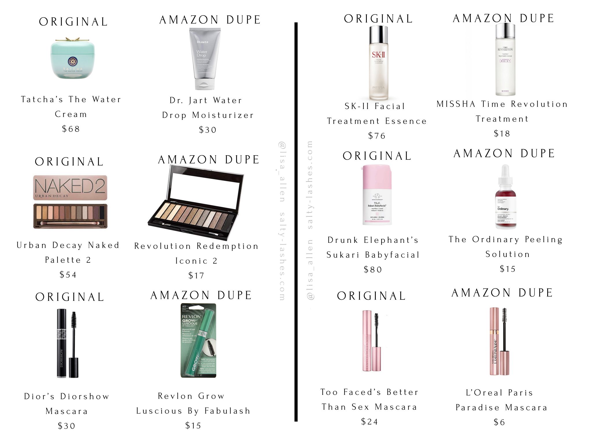 Best Beauty Product Amazon Dupes | Salty Lashes