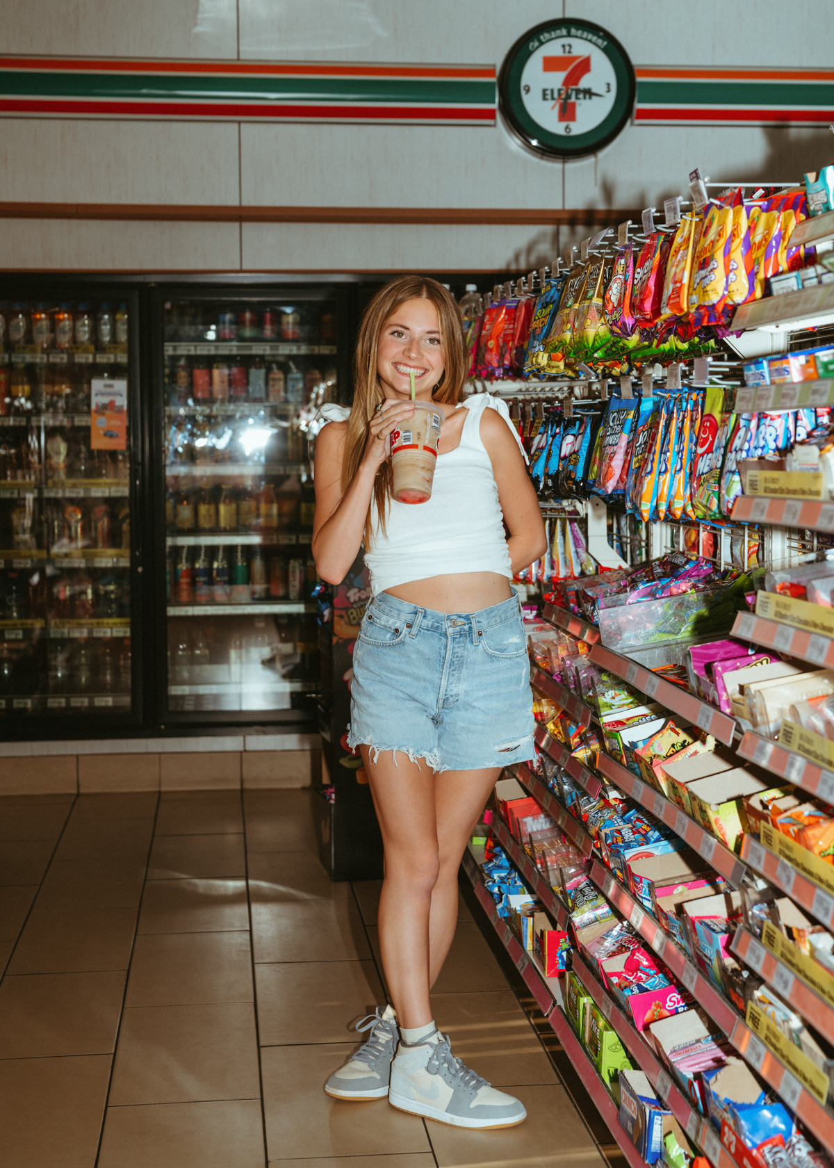 Avery Senior Year an  American Teenage photographed in a convenience store