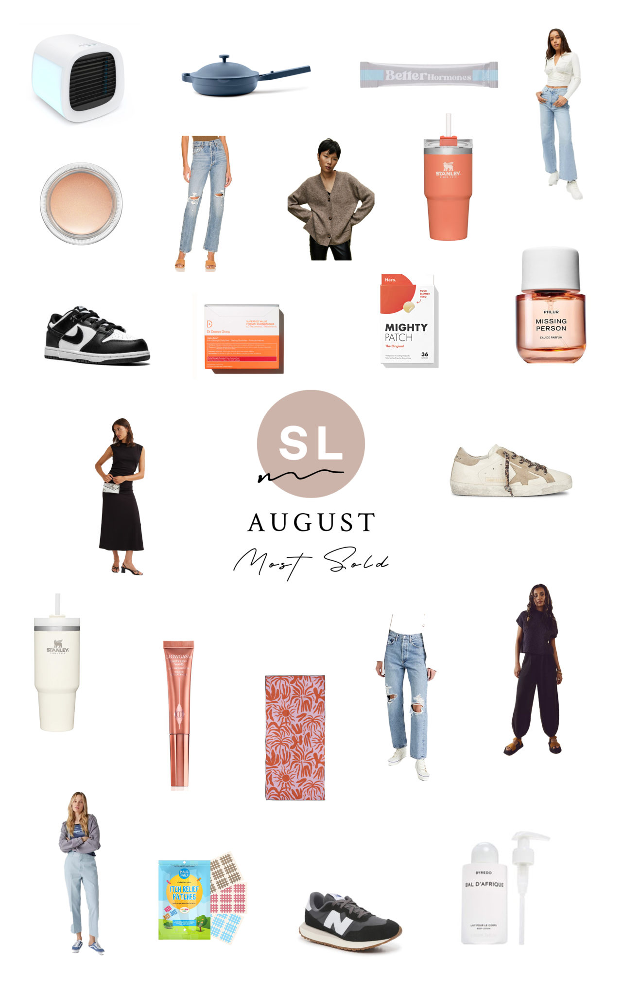collage of items of August most sold
