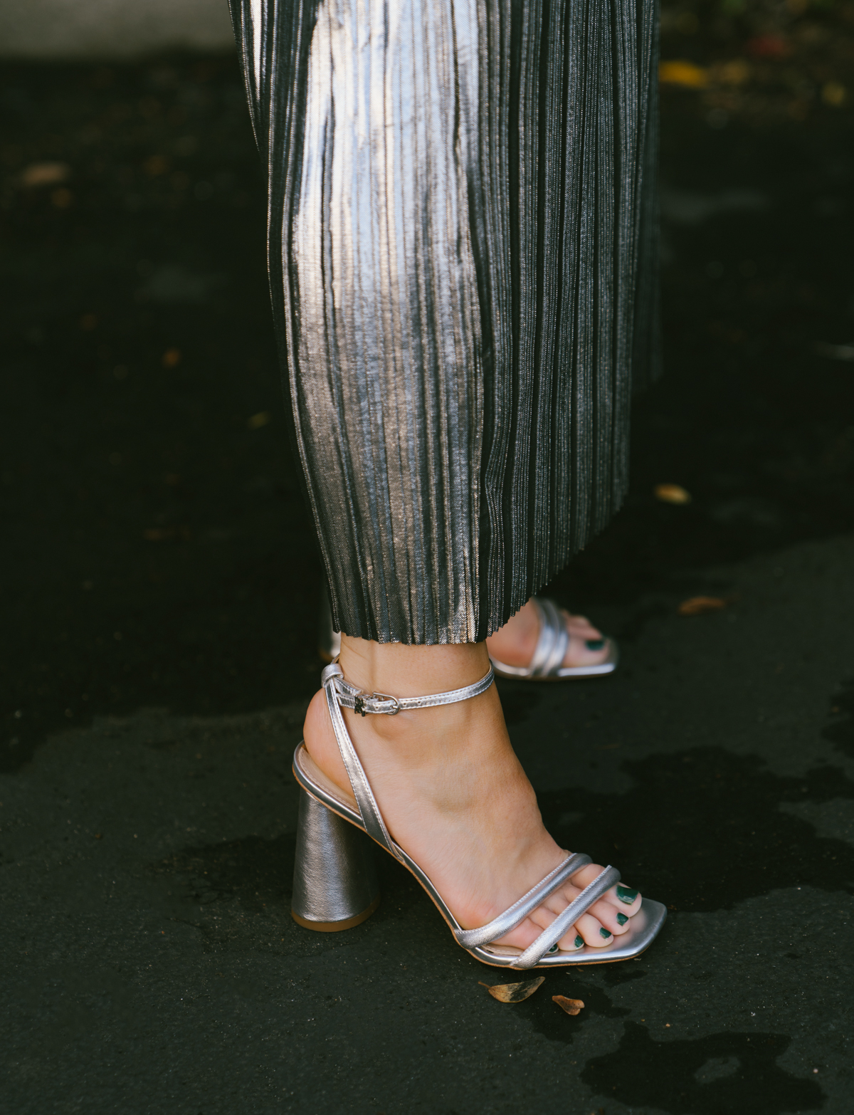 silver sandals from the Holiday Party Looks With Saks Fifth Avenue
