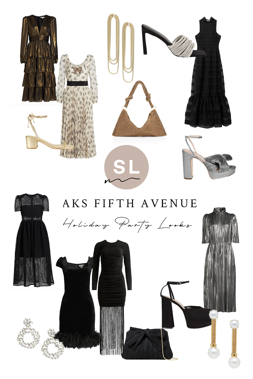 collage of Holiday Party Looks With Saks Fifth Avenue
