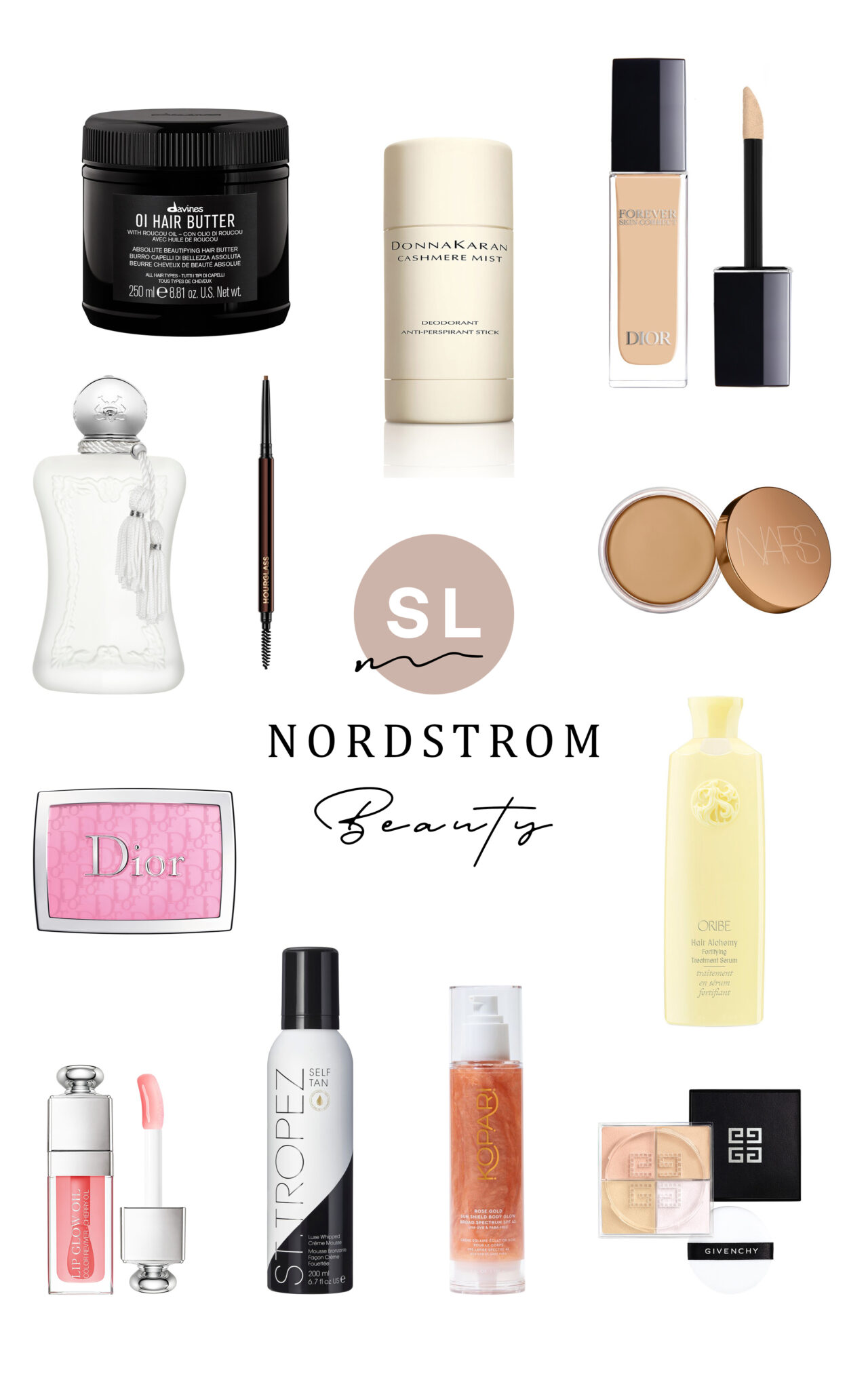 collage of items from Nordstrom Beauty April  