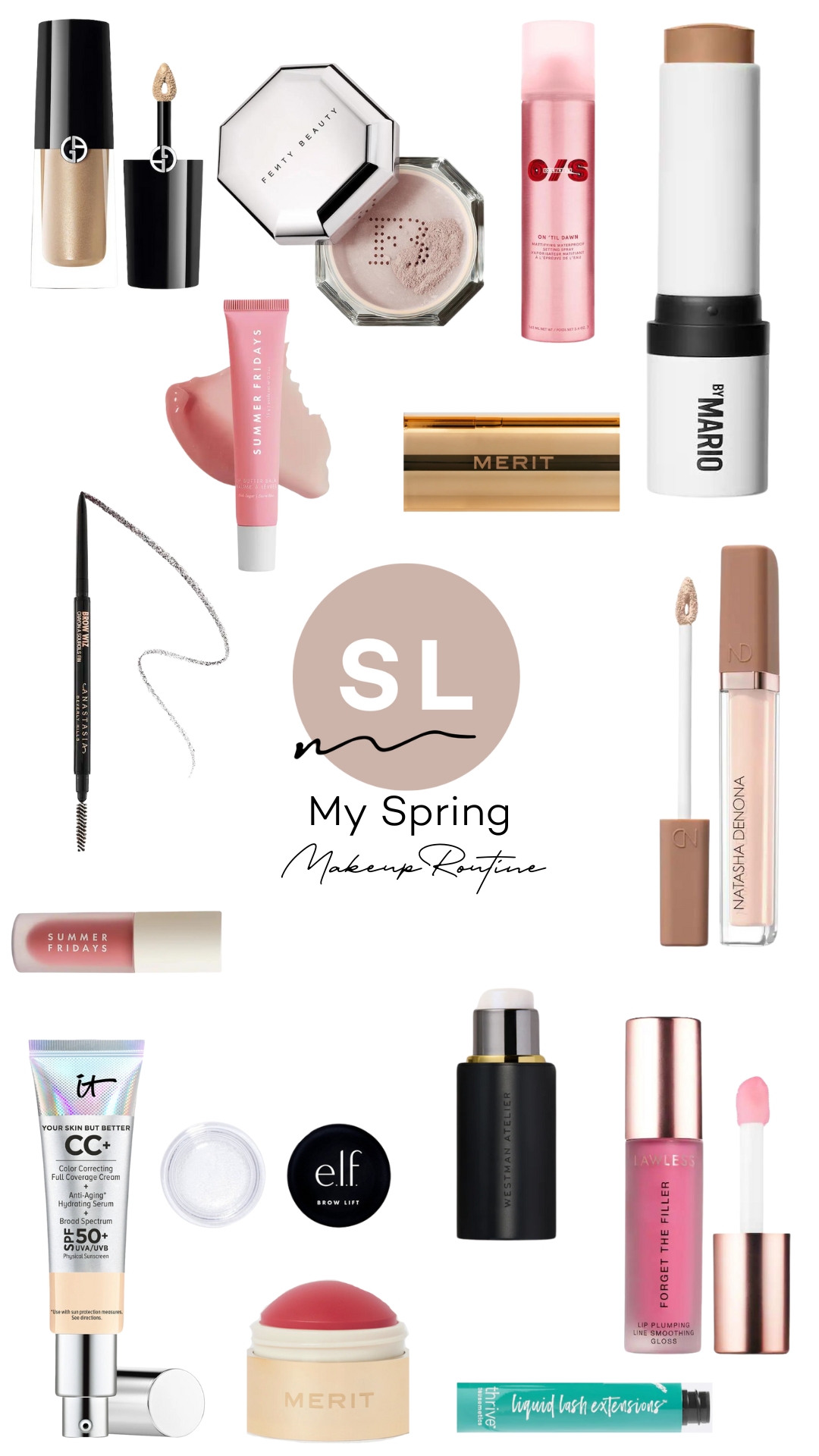 collage of items for Spring Makeup Routine