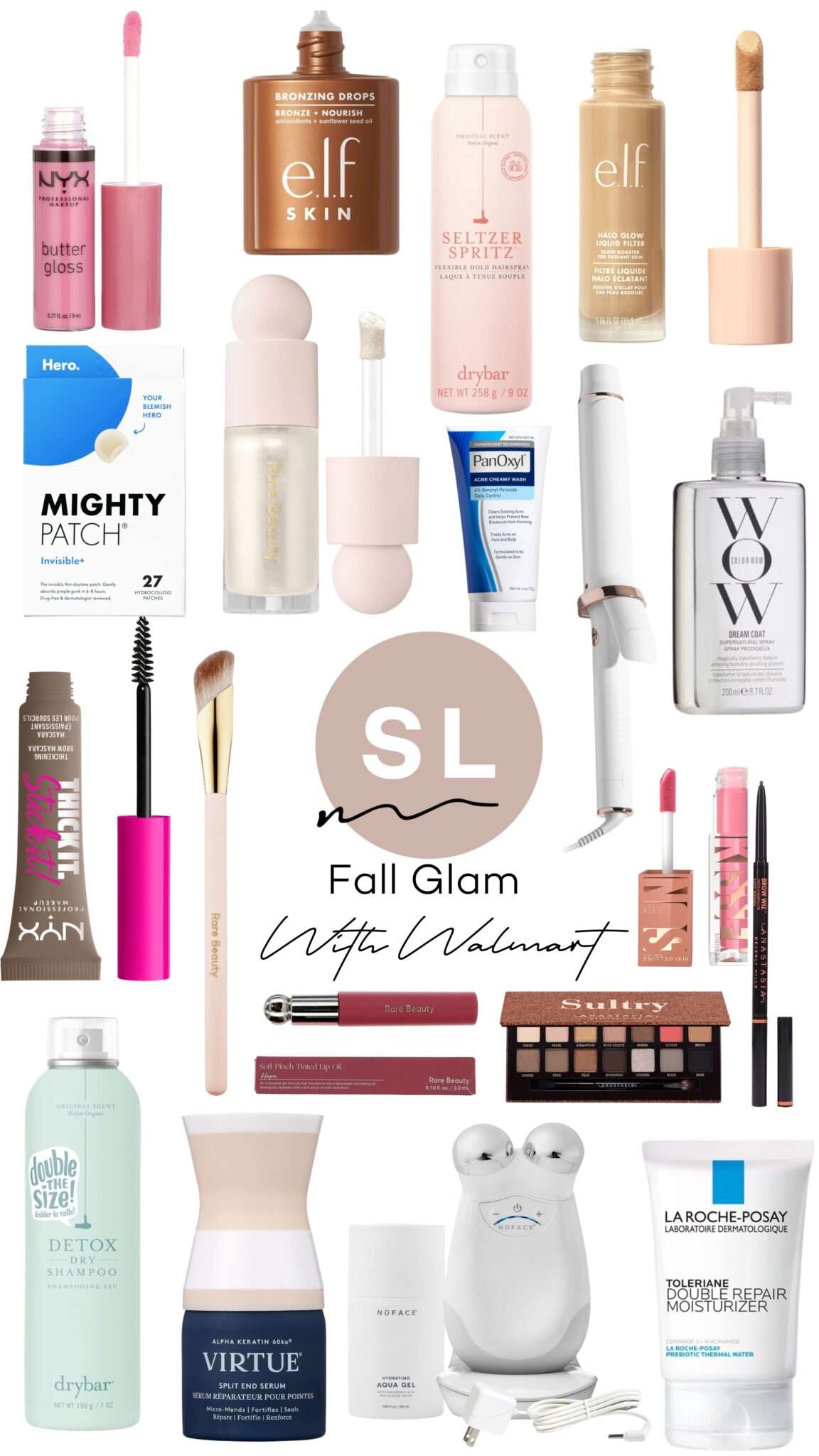 Salty Lashes Blogger Lisa Allen shares Fall Glam At Walmart - in photo: collage of makeup products