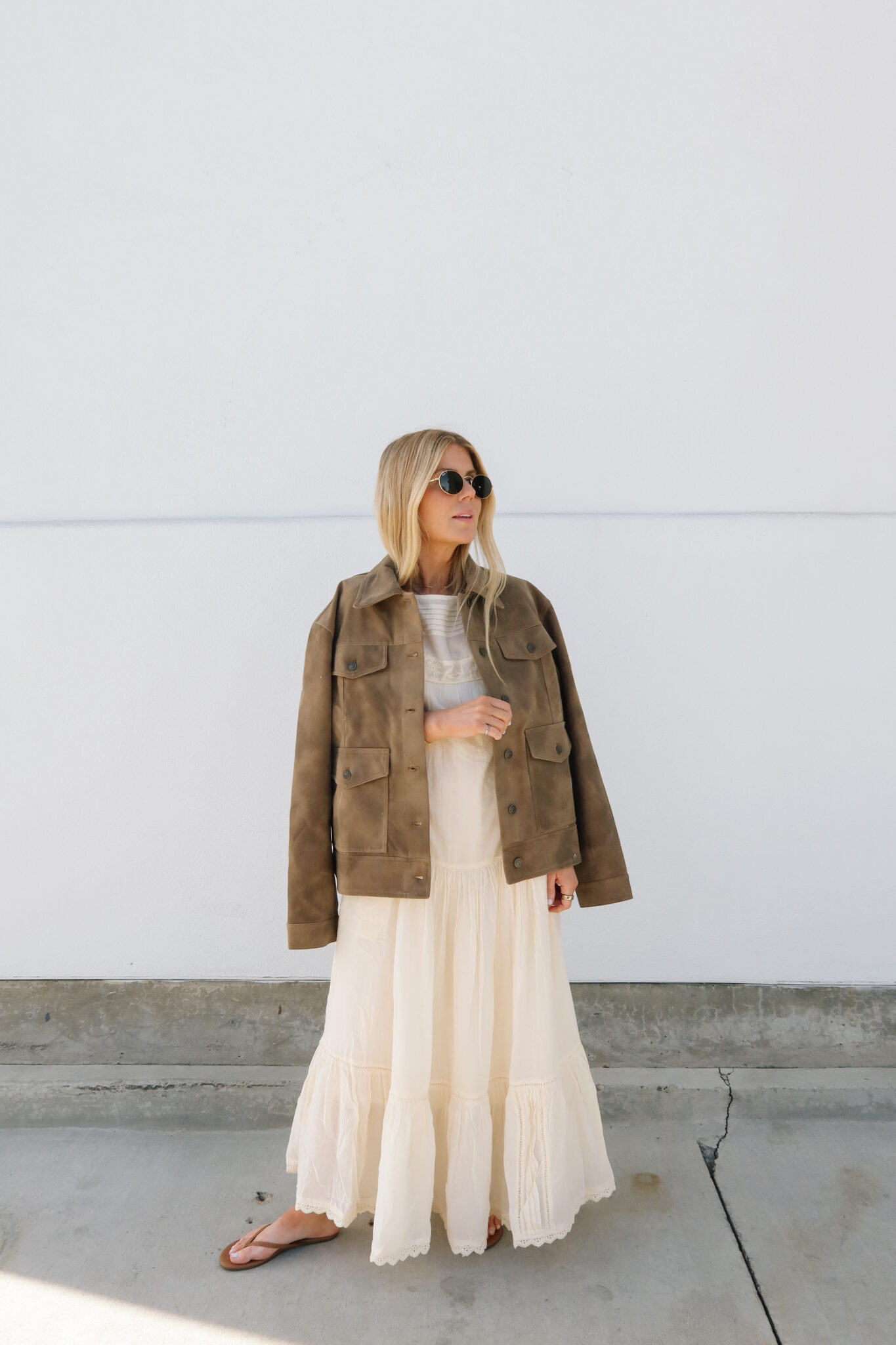 Preparing for spring with Nordstrom by Salty Lashes Blogger Lisa Allen - in photo: Lisa wearing a dress and jacket